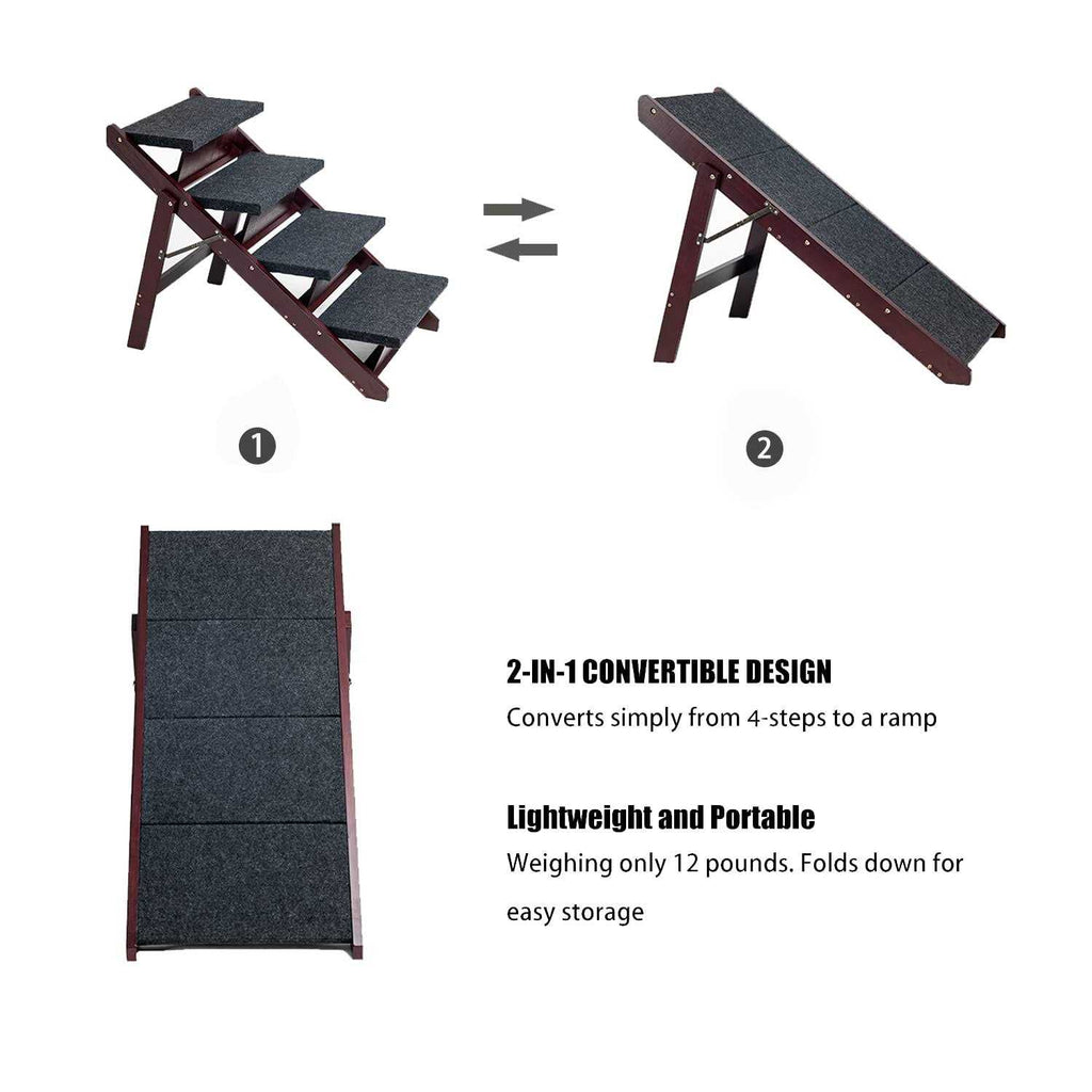 Foldable 4 Levels Wooden Pet Stairs & Ramp R959