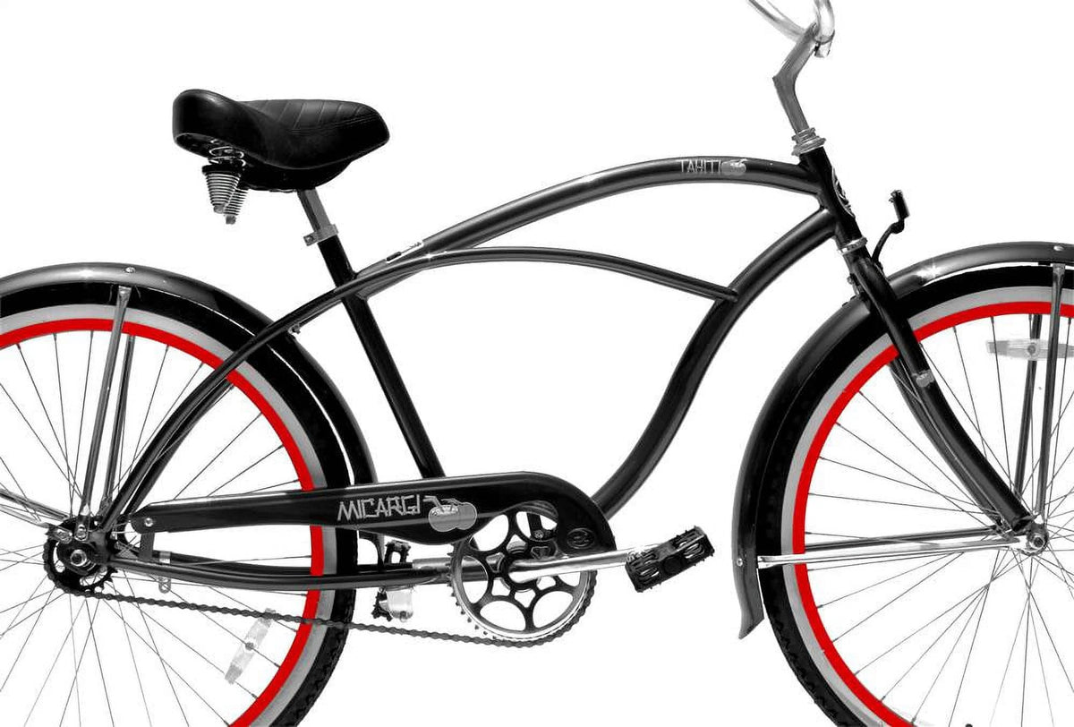 26" Beach Cruiser Coaster Brake Stainless Steel Spokes Alloy Red Rims Black/ Red M6350