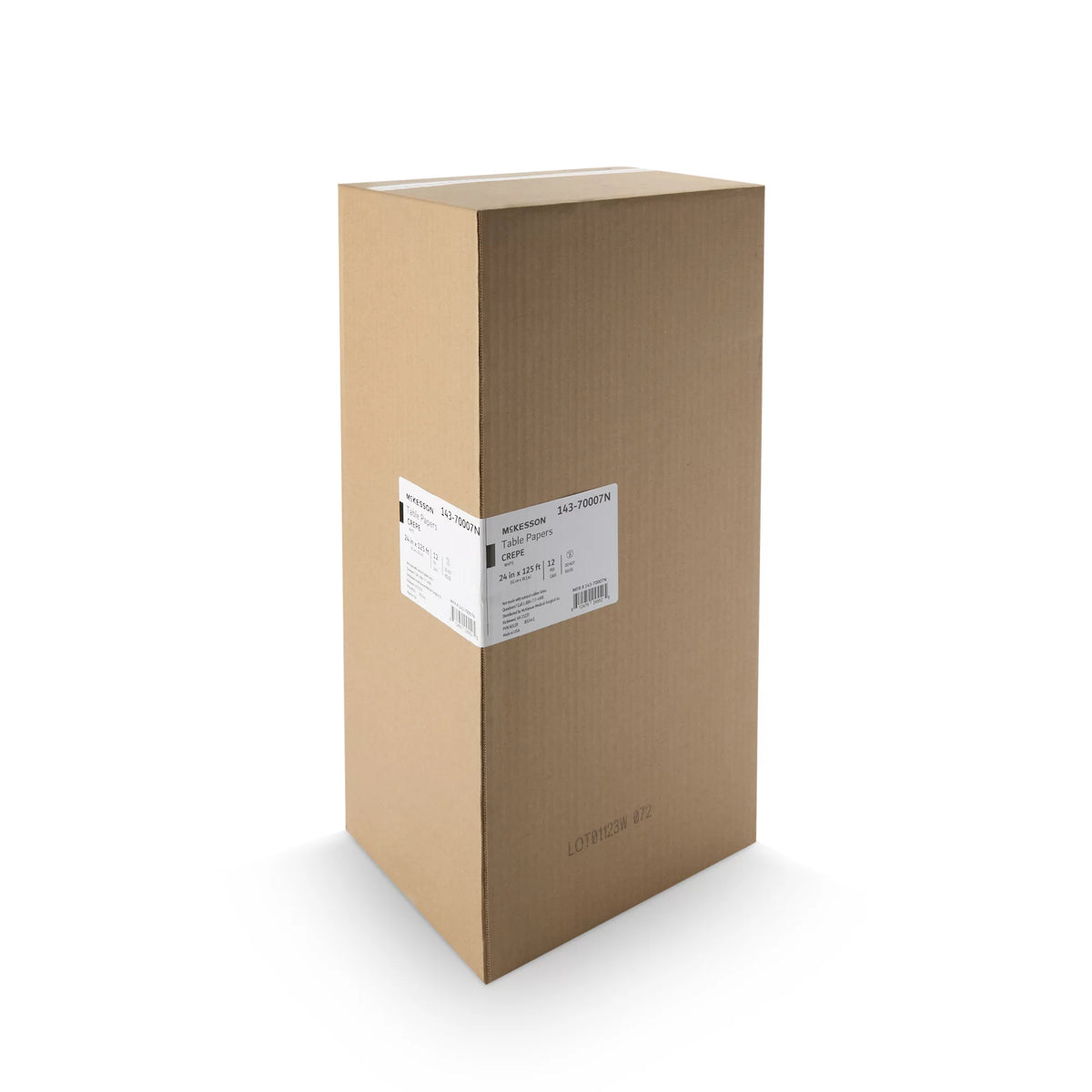 White Crepe Table Paper 24'' W x 125' L 12 Rolls B470036