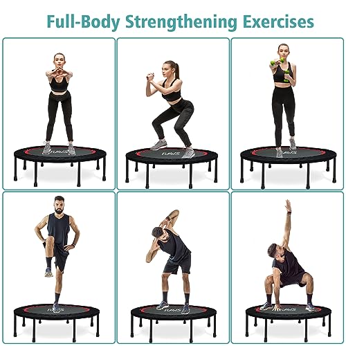 40"/48" Foldable Mini Trampoline with Adjustable Handle Resistance Bands S39551