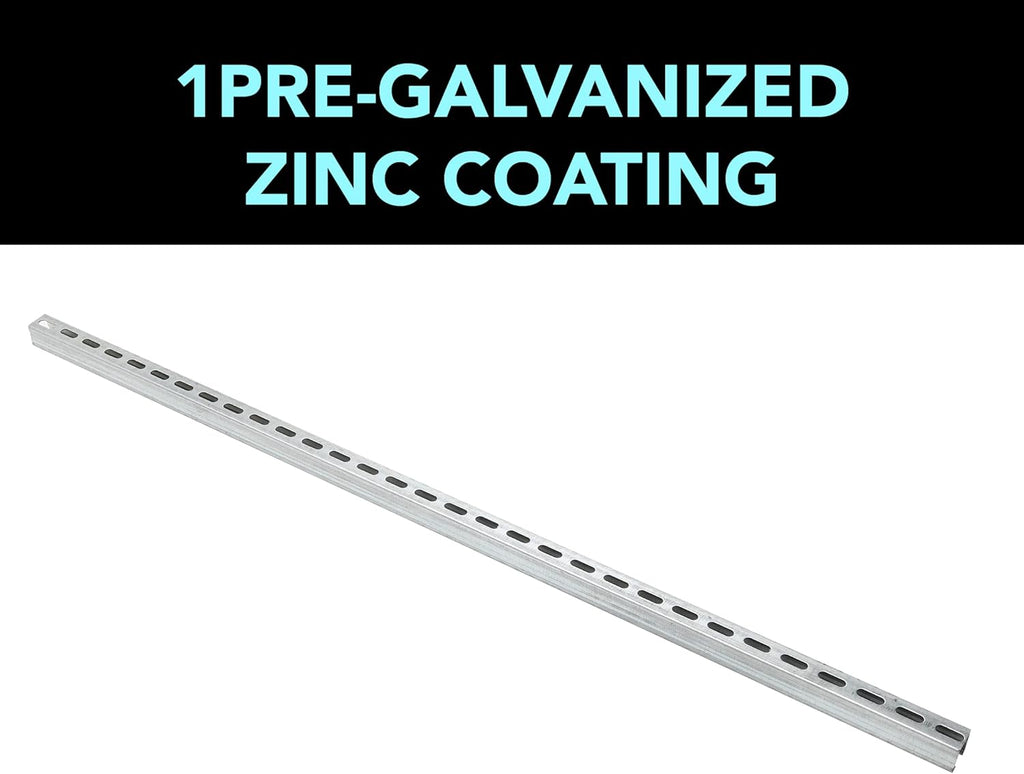 (2-Pack) 5 Feet x 1-5/8" Metal Strut Channels with Pre-Galvanized Zinc Coating - 12 Gauge Solid Strut Channels - Half Slotted Back Channels Pack of 2 J783