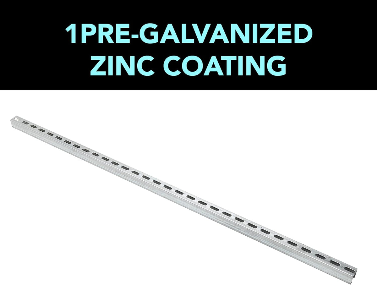 (2-Pack) 5 Feet x 1-5/8" Metal Strut Channels with Pre-Galvanized Zinc Coating - 12 Gauge Solid Strut Channels - Half Slotted Back Channels Pack of 2 J783