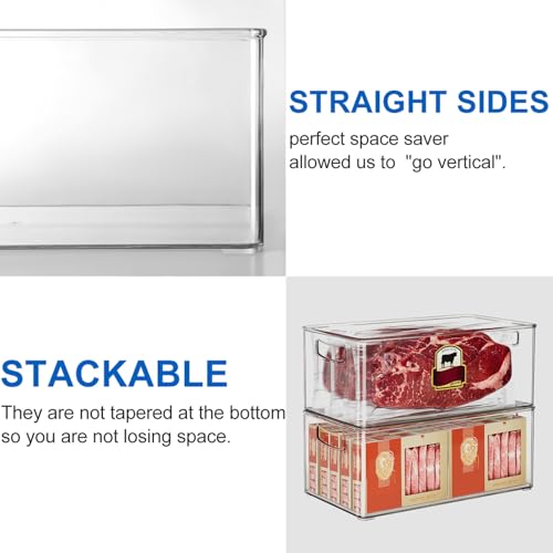 2 Pack Deep Freezer Organizer Bins, Stackable Chest Freezer Storage Bins, Food-Grade Plastic H500691