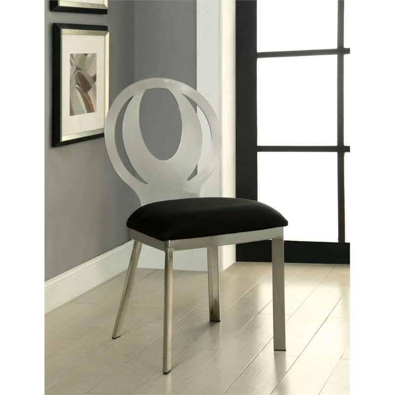Silver Metal Dining Chair Set of 2 Z694