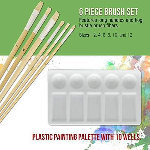 21-Piece Acrylic Painting Set with Wooden Easel, 12 Paint Colors, Canvas, 6 Brushes, Palette E2024