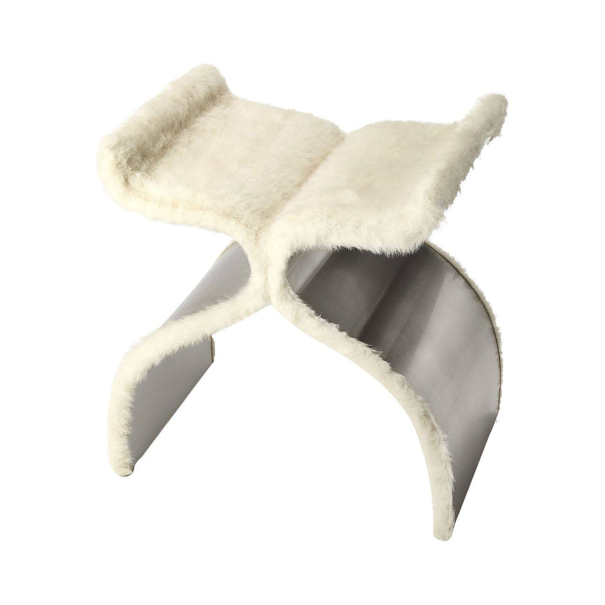 Faux Fur Silver Stool I252