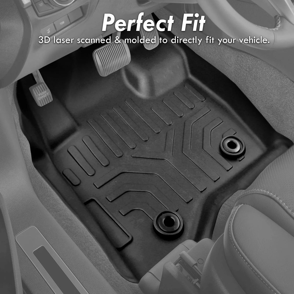 3-Piece All Weather Rubber Floor Mats Liner Black Front & Rear D9155