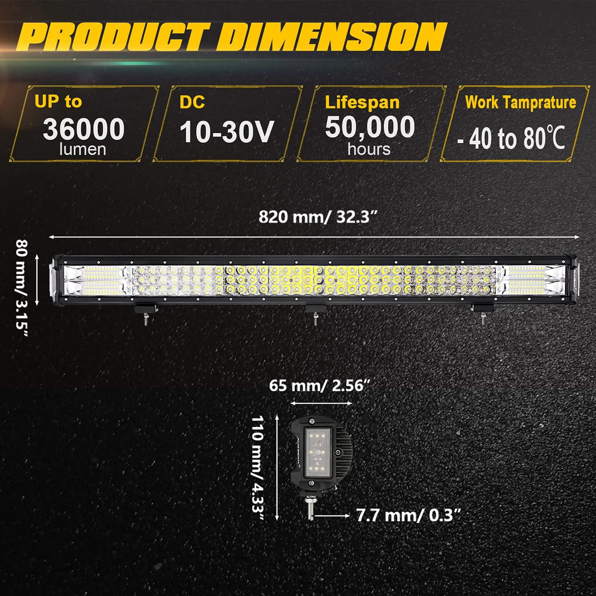 32inch Triple Row LED Light Bar Spot Flood Combo Offroad Light C91121