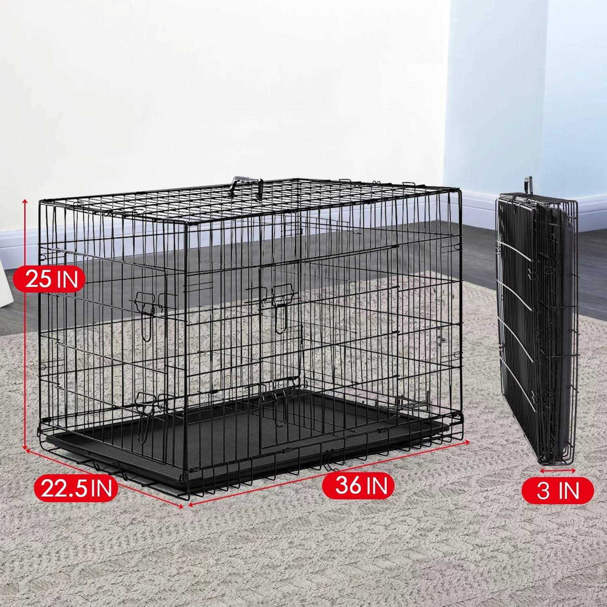 Large Dog Crate with Divider and Double Door F2702
