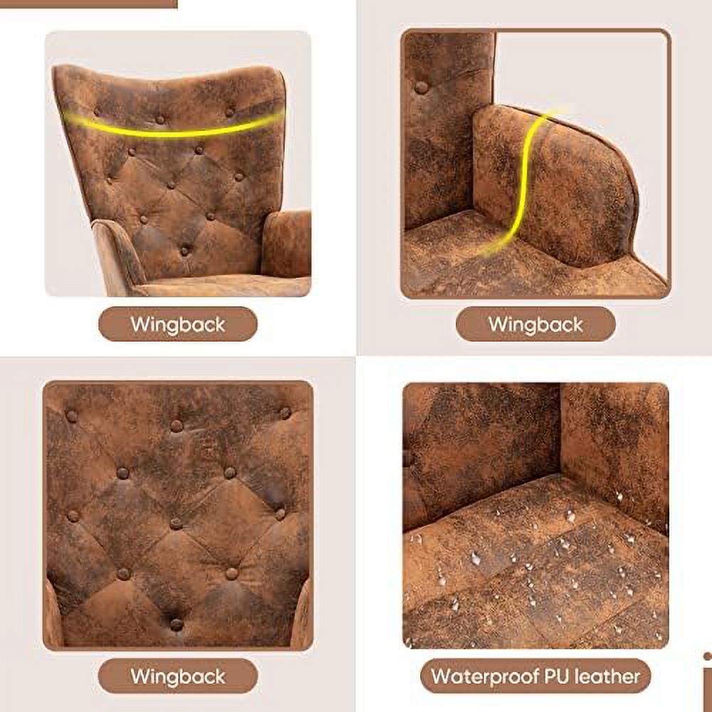 Microfiber Cushioned Wingback Armchairs Set A364139