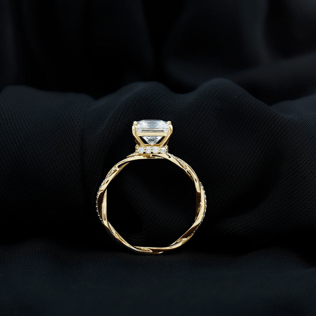 10K Yellow Gold Princess Cut Moissanite Engagement Ring G43458
