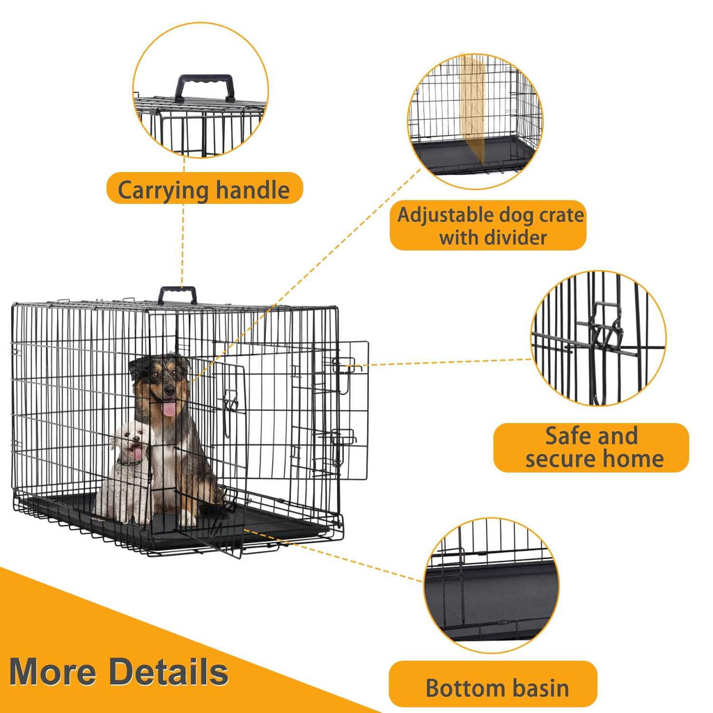 Large Dog Crate with Divider and Double Door F2702