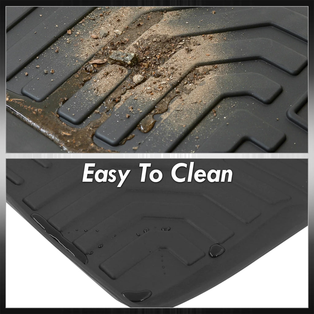 3-Piece All Weather Rubber Floor Mats Liner Black Front & Rear D9155