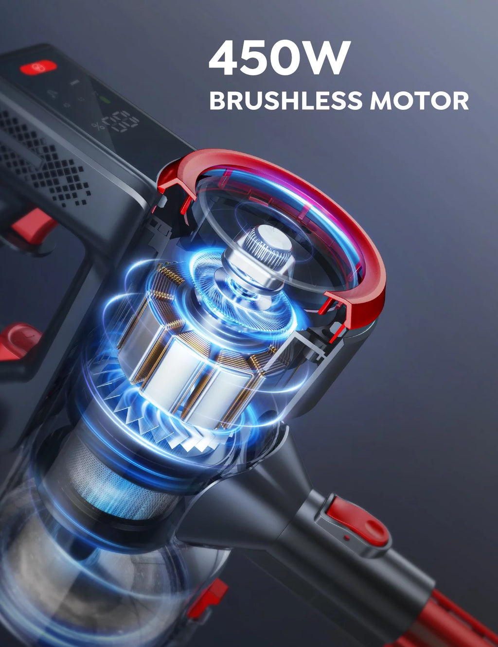 Cordless Stick Vacuum Cleaner 450W 38Kpa Detachable Battery X6882