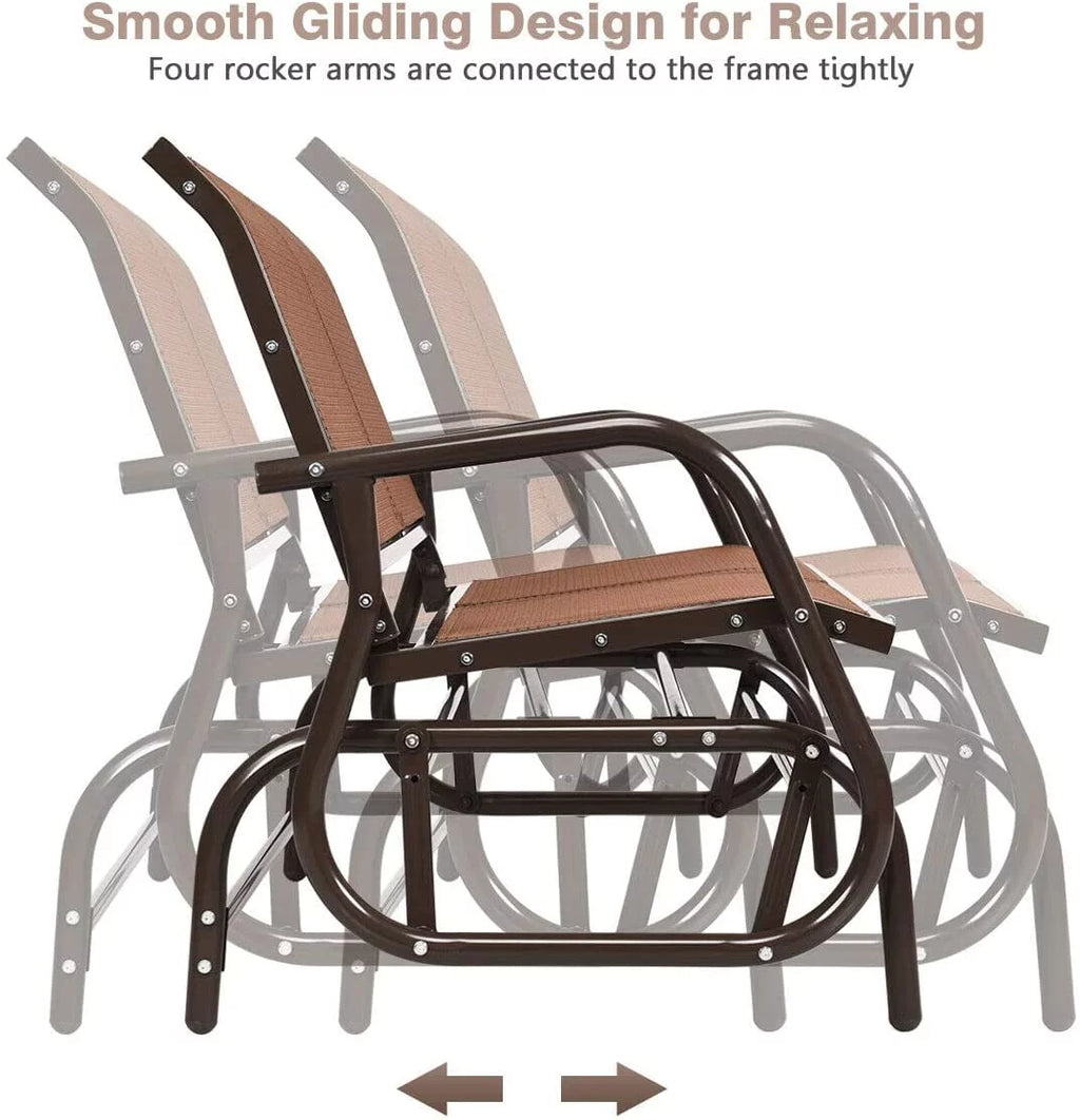 Brown Steel 48 Inch 2 Person Swing Glider Chair Y218412