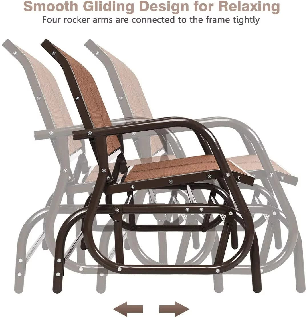Brown Steel 48 Inch 2 Person Swing Glider Chair Y218412