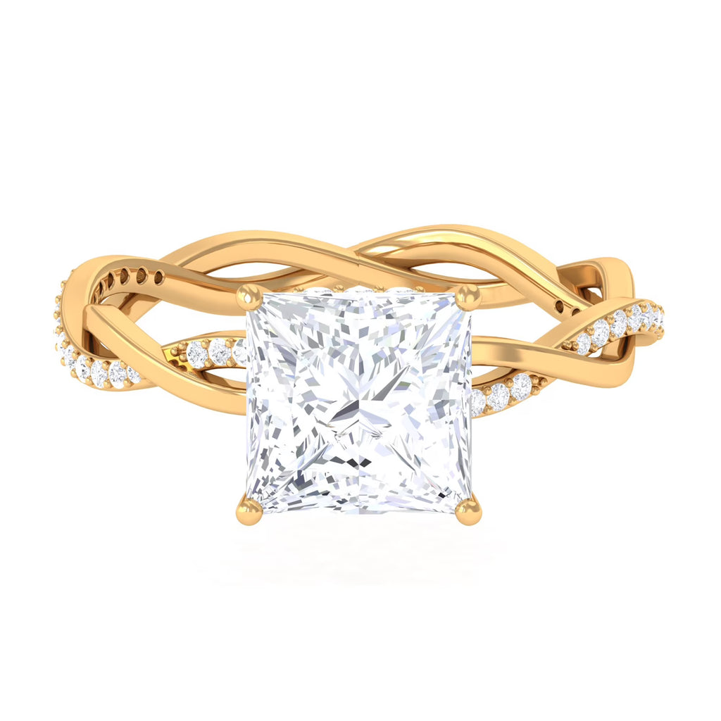 10K Yellow Gold Princess Cut Moissanite Engagement Ring G43458