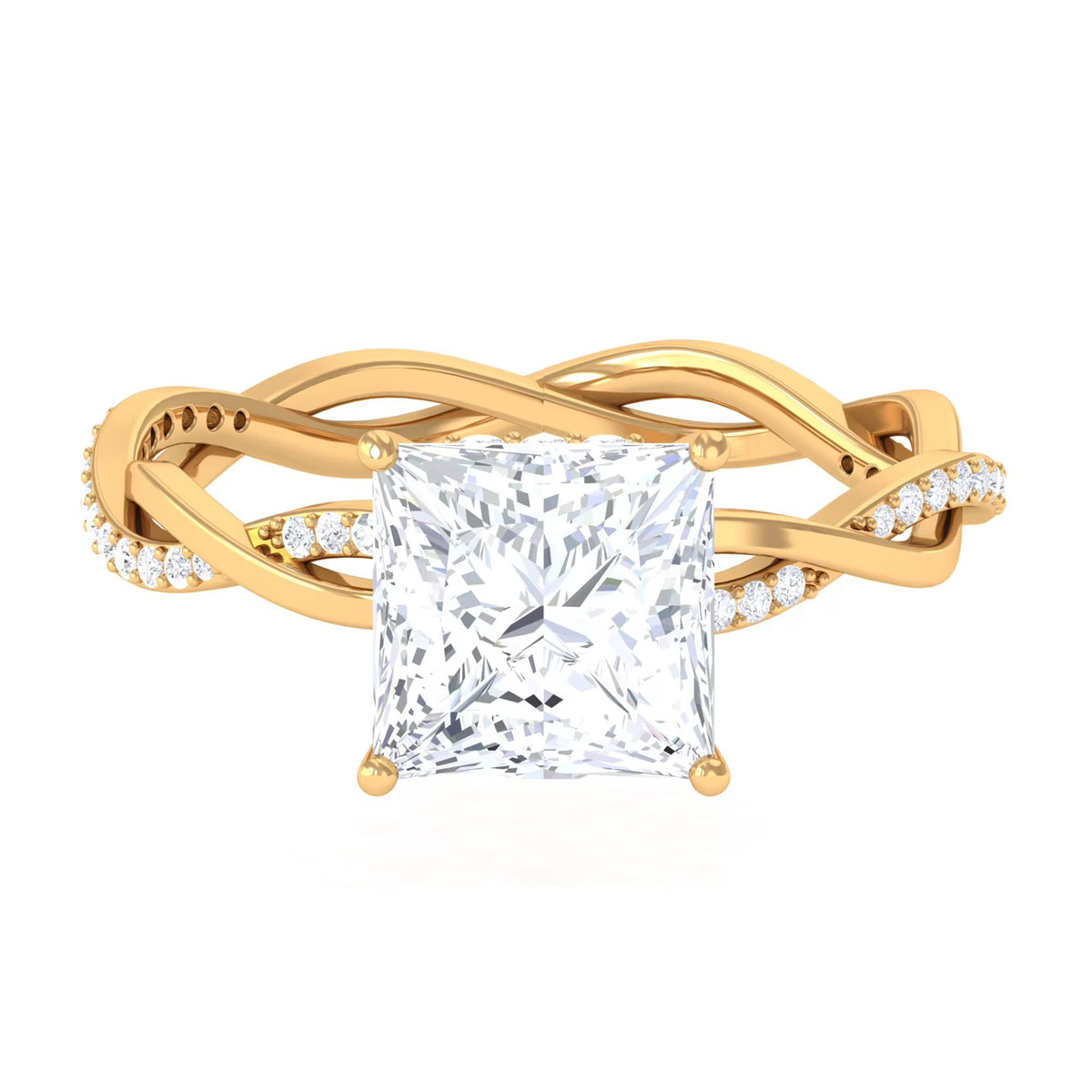10K Yellow Gold Princess Cut Moissanite Engagement Ring G43458
