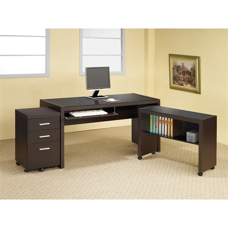 3 Piece Office Chair Computer Desk and Mobile File Cabinet N8131