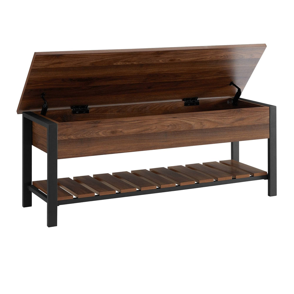 Dark Walnut Lift-Top Storage Bench I984