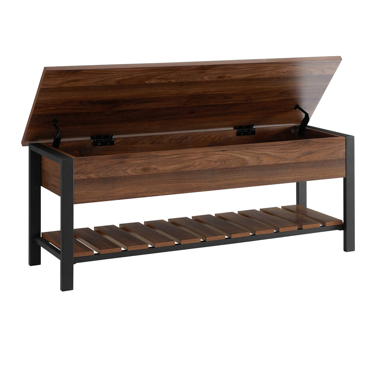 Dark Walnut Lift-Top Storage Bench I984
