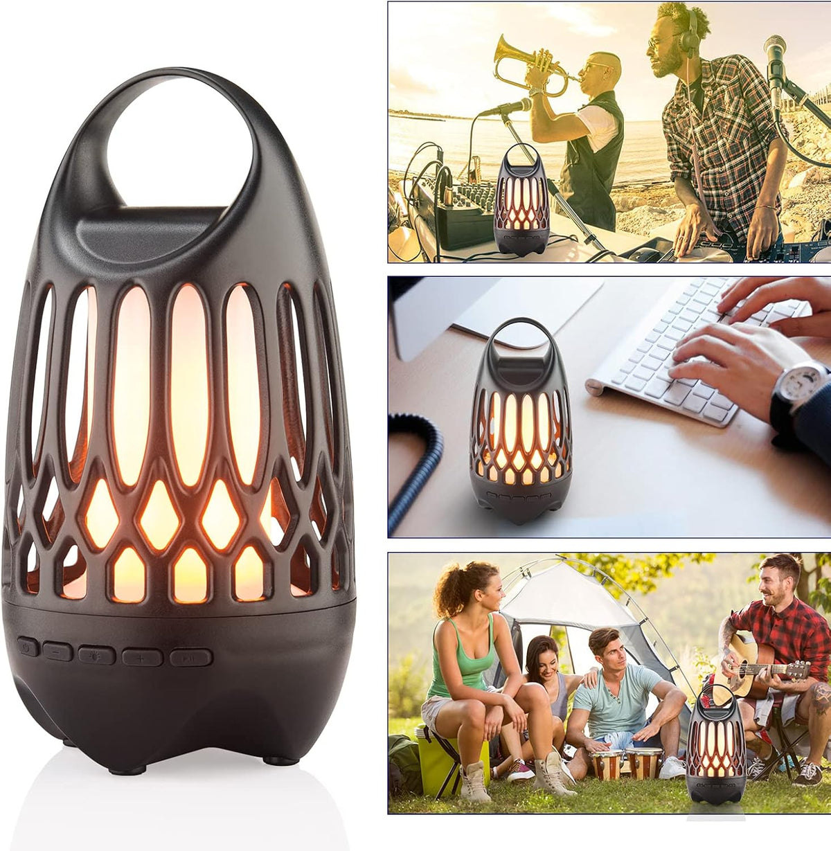Portable Bluetooth LED Flame Speaker with Pole H913