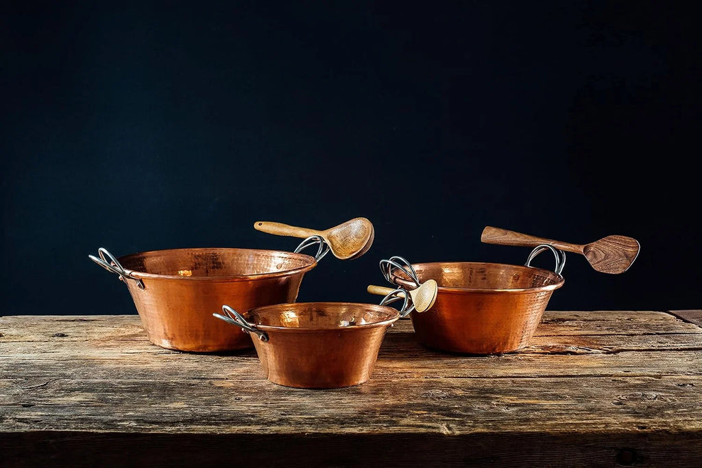 4 Qt 12 In Solid Copper Hand Hammered Jam Pan P5166