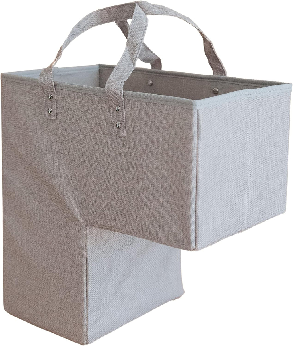 Beige Staircase Baskets with Leather Handles, Pack of 2 L120547