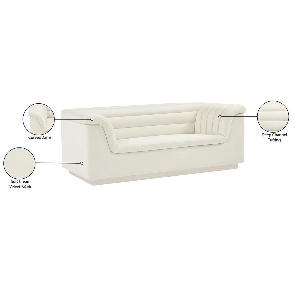 Cream Velvet Loveseat A11382
