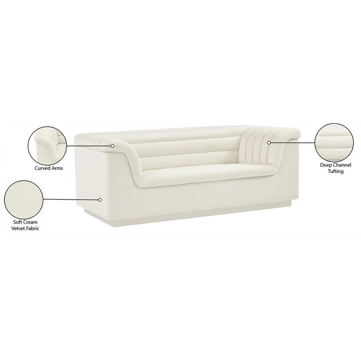 Cream Velvet Loveseat A11382