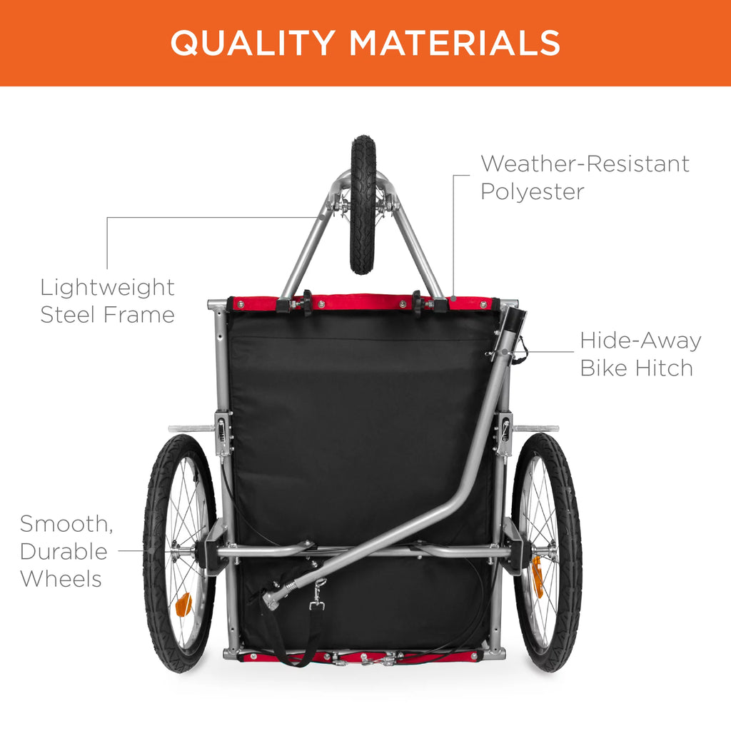 2-in-1 Dog Bike Trailer Pet Stroller Bicycle Carrier D2927