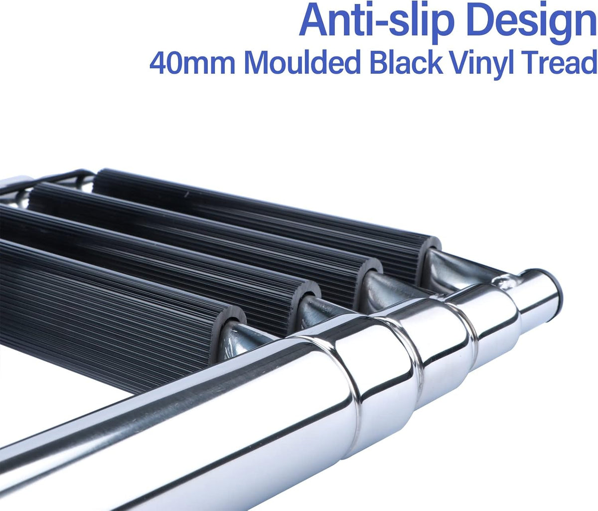 Telescopic 4 Step Stainless Steel Boat Ladder, 900 Pound Capacity, Pack of 2 W92283