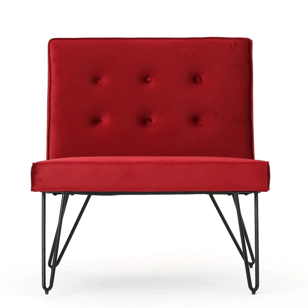 Berry and Black Velvet Accent Chair Z334085