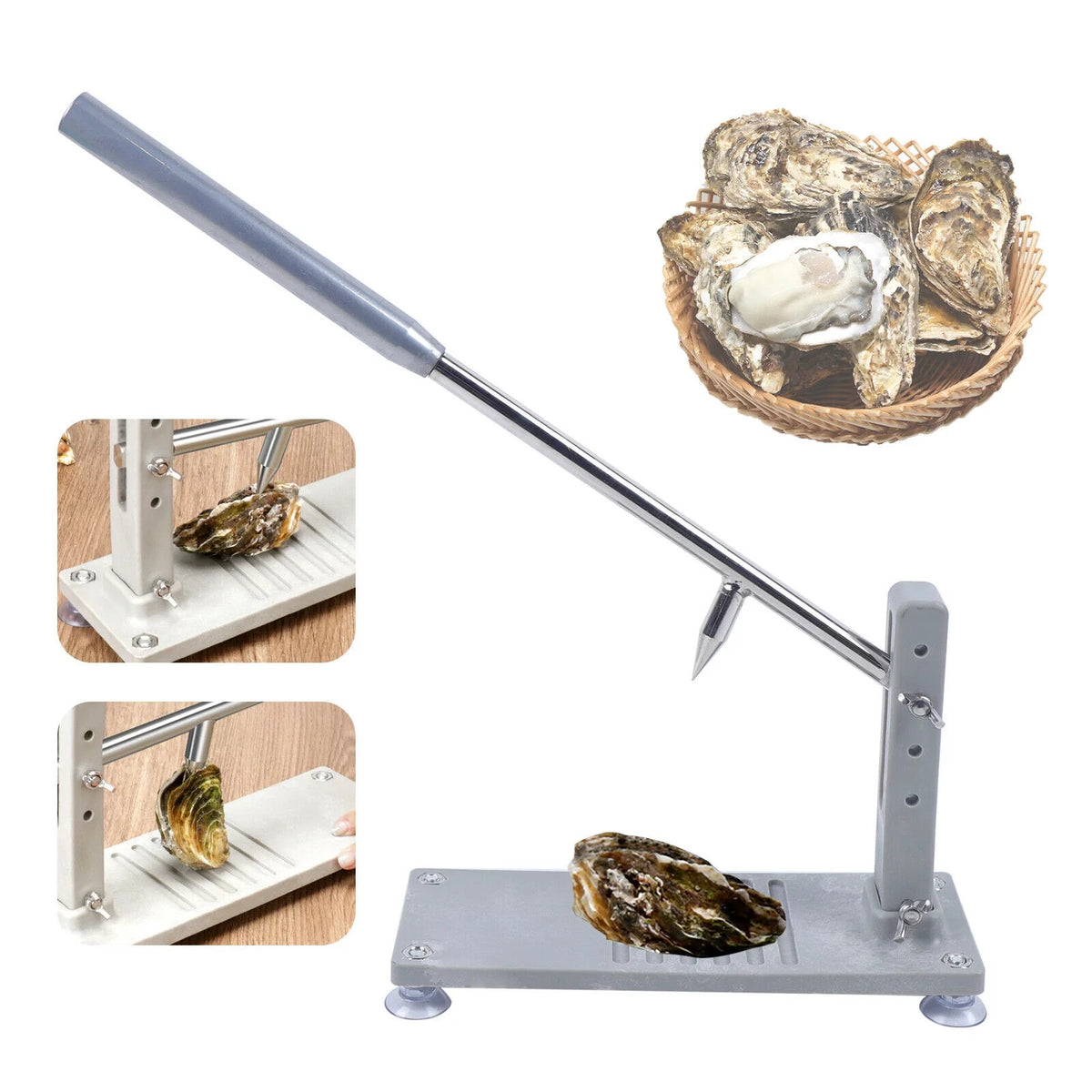 Manual Oyster Clam Shucker Stainless Opener Tool with 2 Blade Q593
