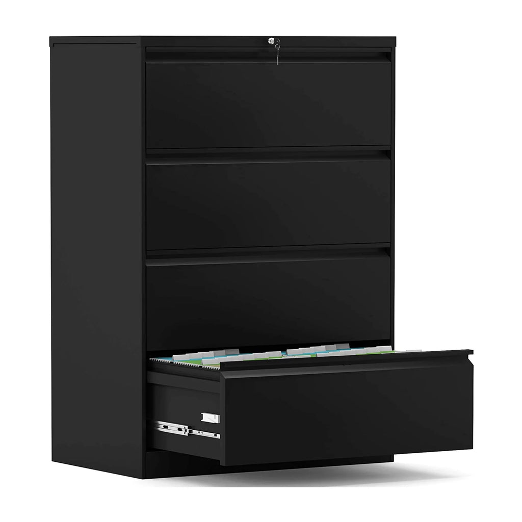 4 Drawer Black File Cabinet with Lock C2101