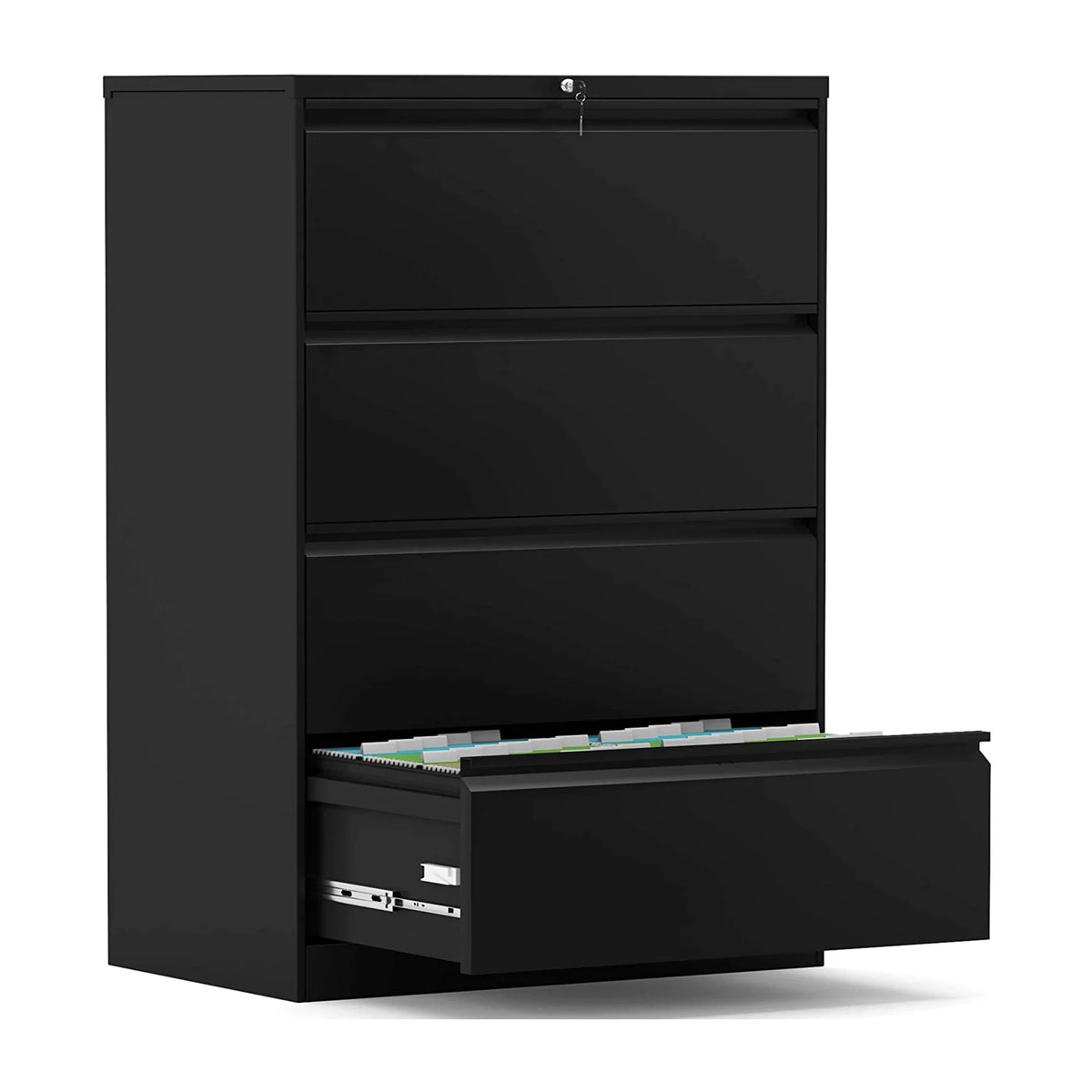 4 Drawer Black File Cabinet with Lock C2101
