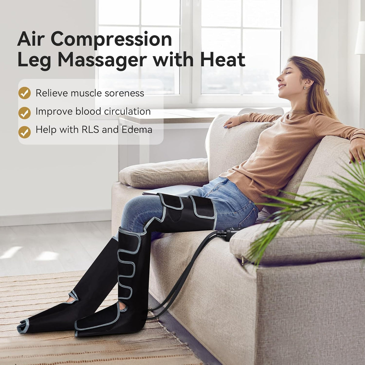 Full Leg Massager with Heat, Air Compression Massager for Foot Calf & Thigh S90372
