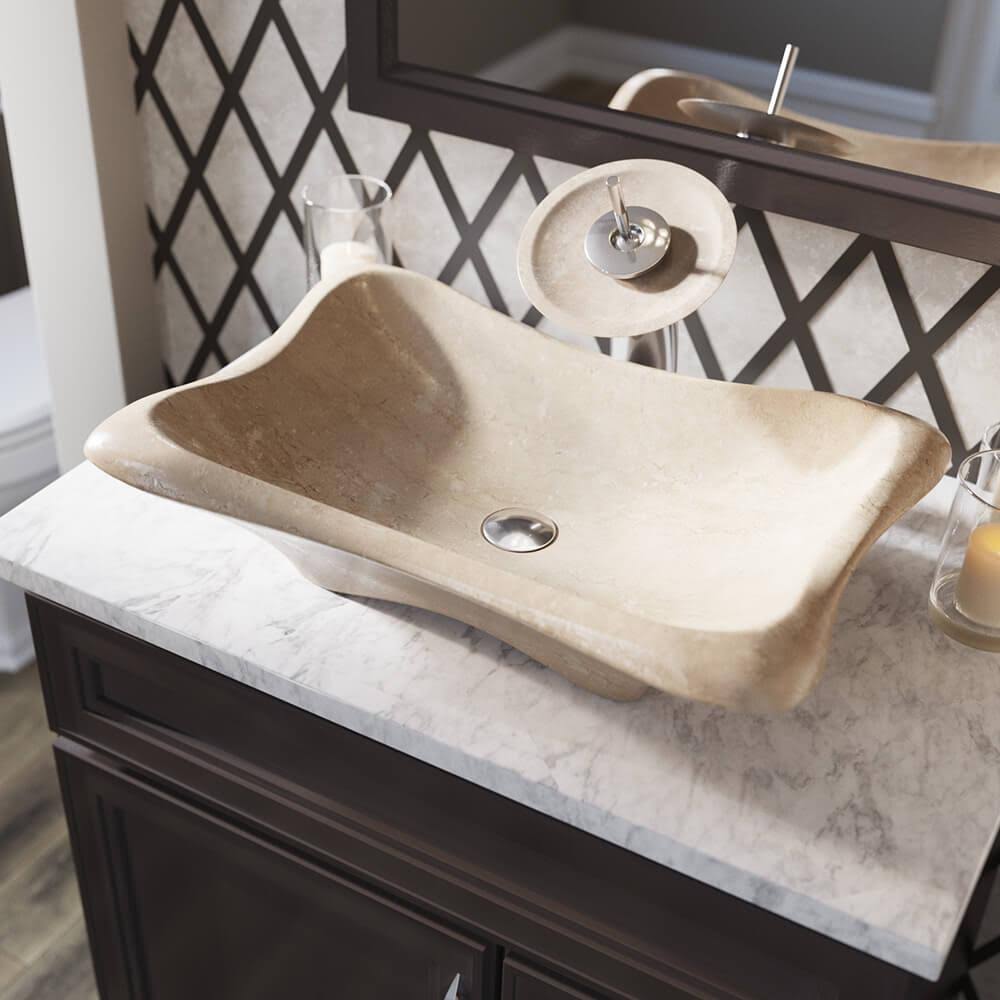 Beige Marble Vessel Sink P435593