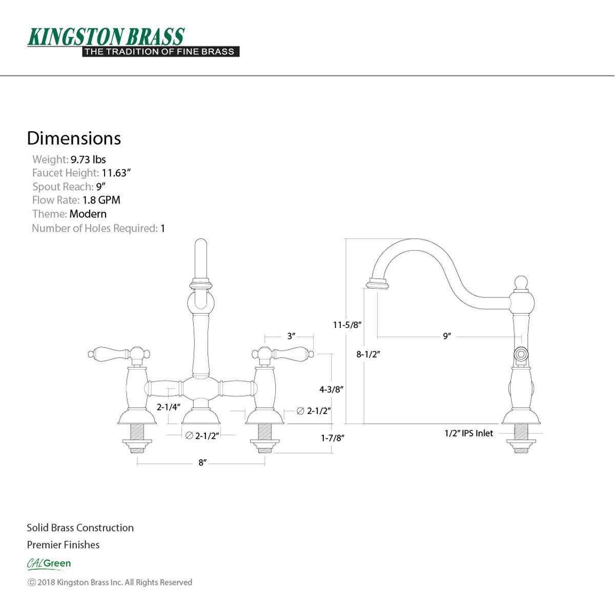Oil Rubbed Bronze Bridge Kitchen Faucet G791464