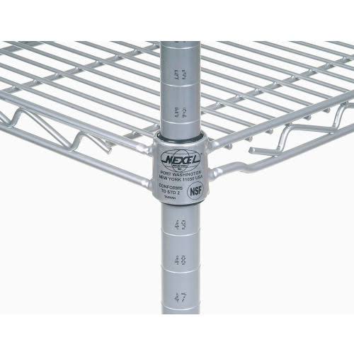 4 Tier Silver Epoxy Wire Shelving Starter Unit I631346