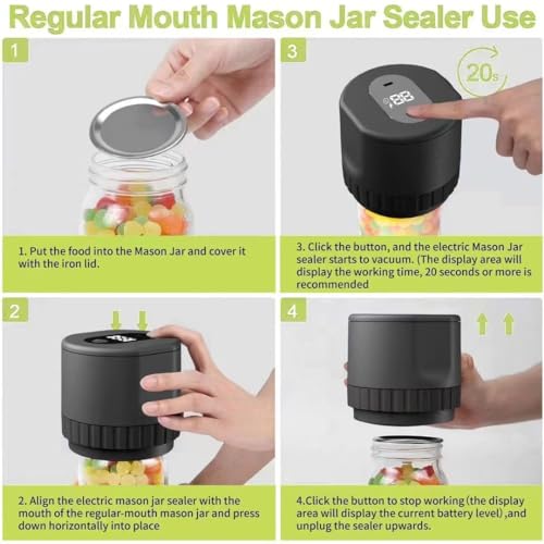 Black Electric Mason Jar Vacuum Sealer O4370