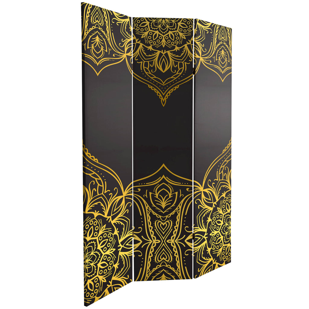 6 ft. Tall Double Sided Black Canvas Room Divider W85767