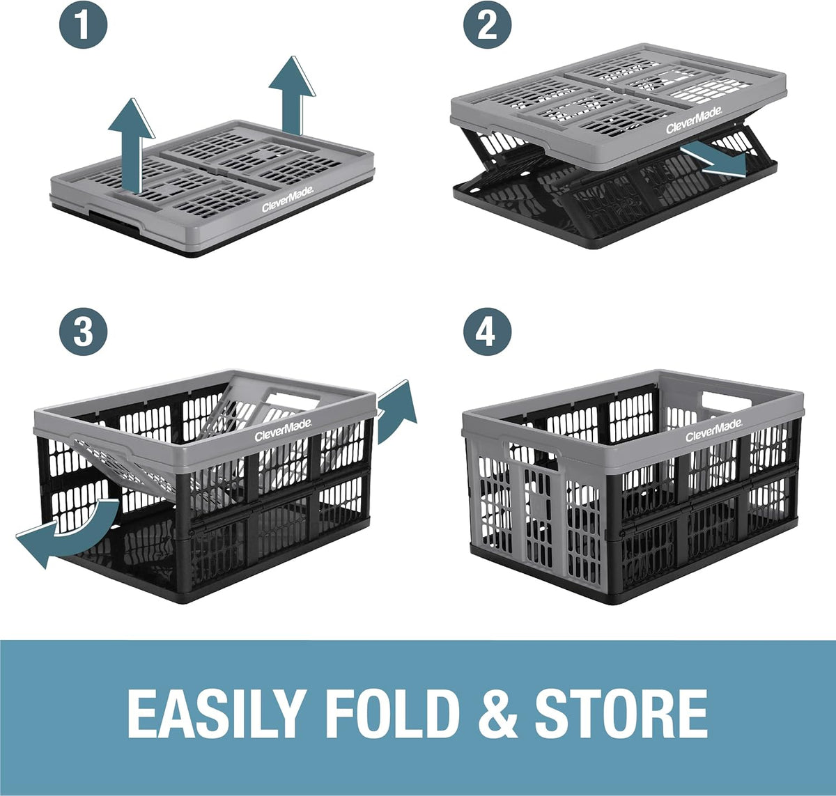 3PK 45L Collapsible Plastic Storage Bins C462777