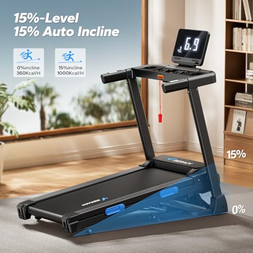Foldable Treadmill with Incline, 7.5MPH, 16.5" Wider Belt B137205