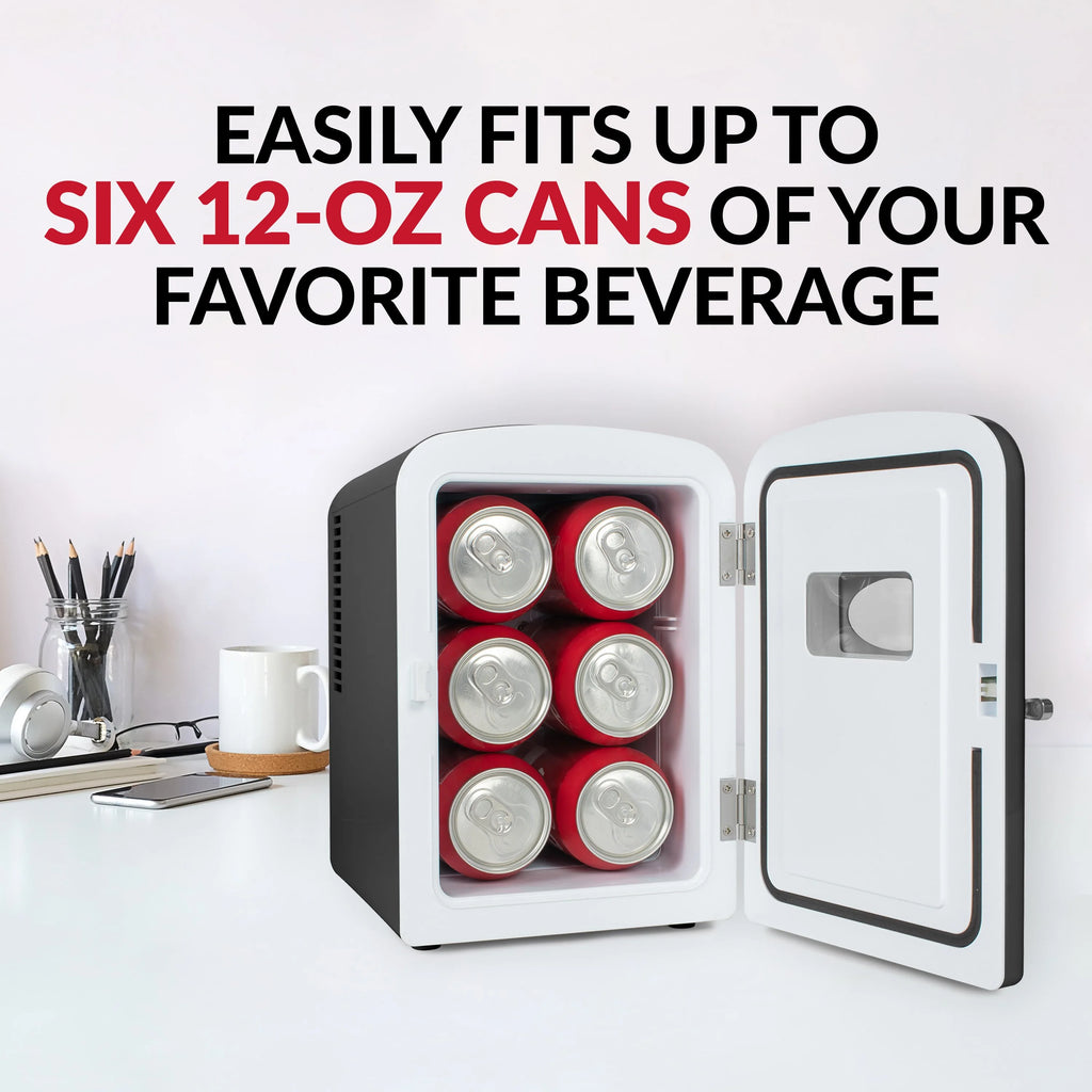 Black 6-Can Personal Cooling and Heating Refrigerator with Carry Handle I65327