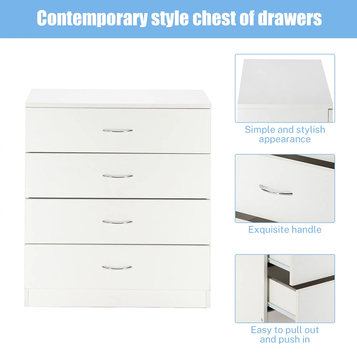 White 4 Drawer Wood Dresser Z72525