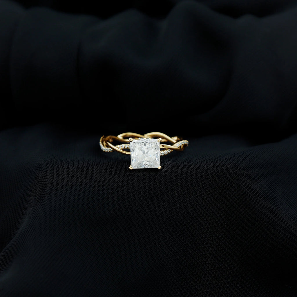 10K Yellow Gold Princess Cut Moissanite Engagement Ring G43458