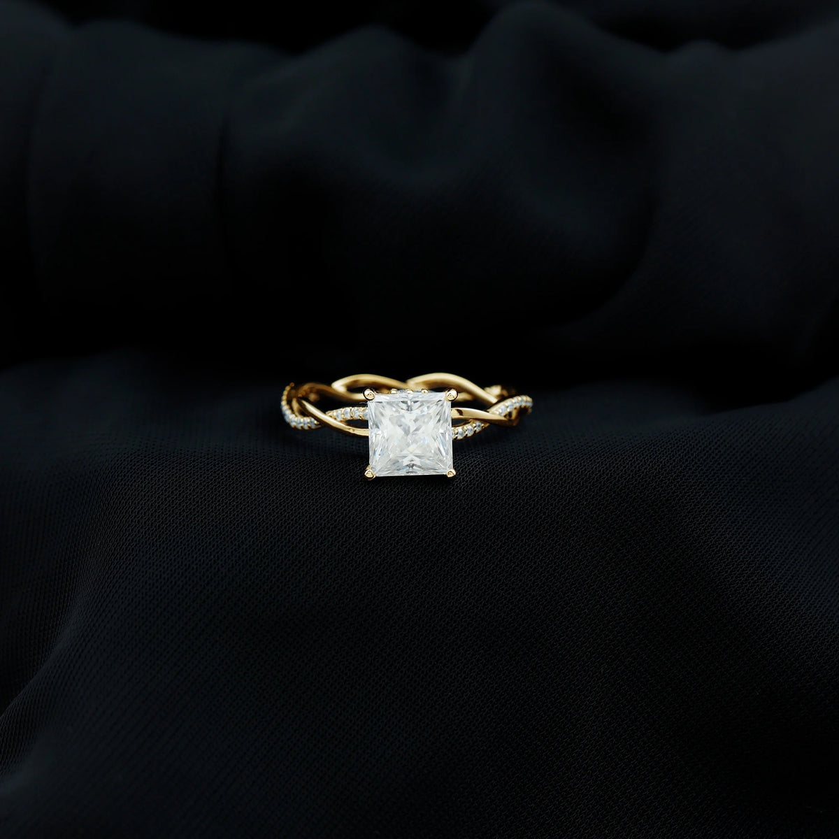 10K Yellow Gold Princess Cut Moissanite Engagement Ring G43458