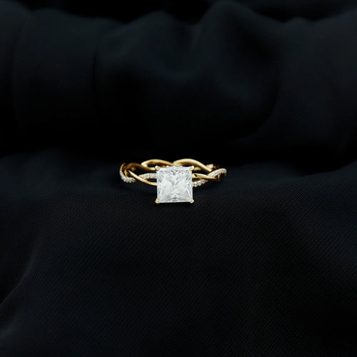 10K Yellow Gold Princess Cut Moissanite Engagement Ring G43458