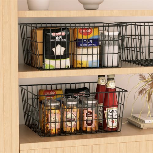 Freezer Baskets, Pantry Storage Bins, Metal Wire Organizer 14"x11"x6" F177